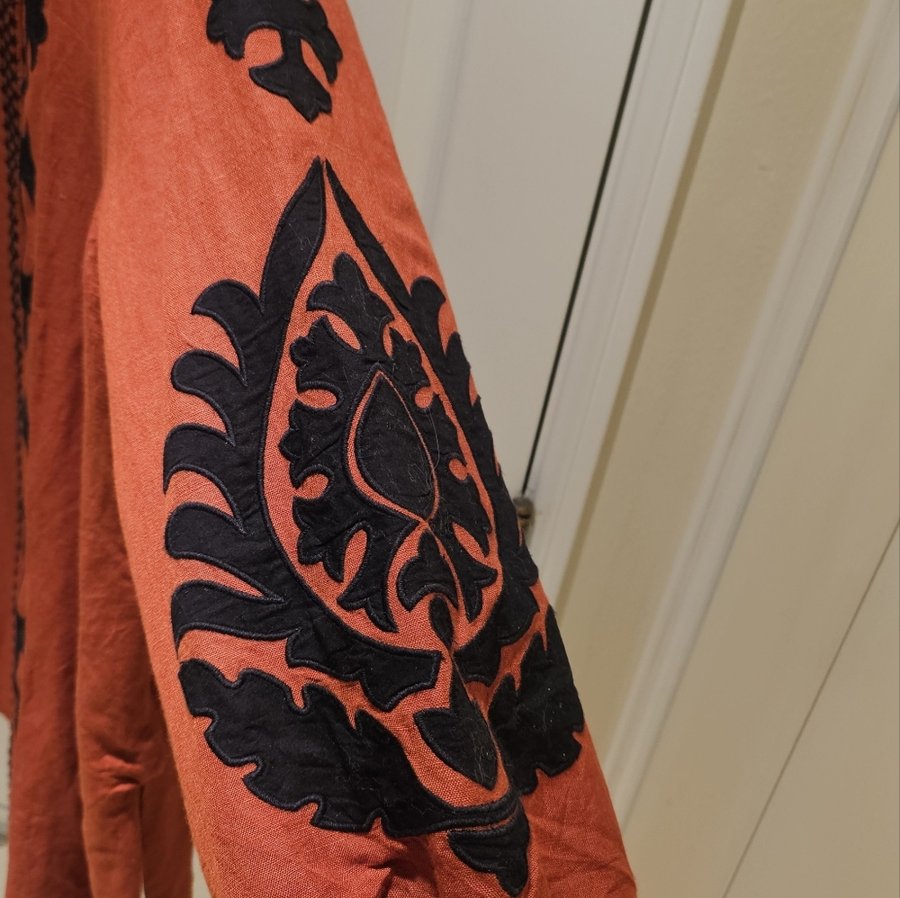 Chico's Linen Blend Appliqued Jacket - Picture 4 of 6